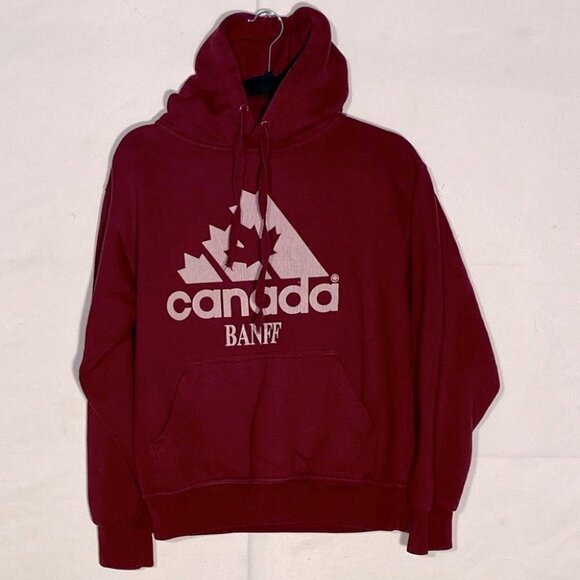 Vintage Burgundy Banff Canada Hoodie S - Picture 8 of 9